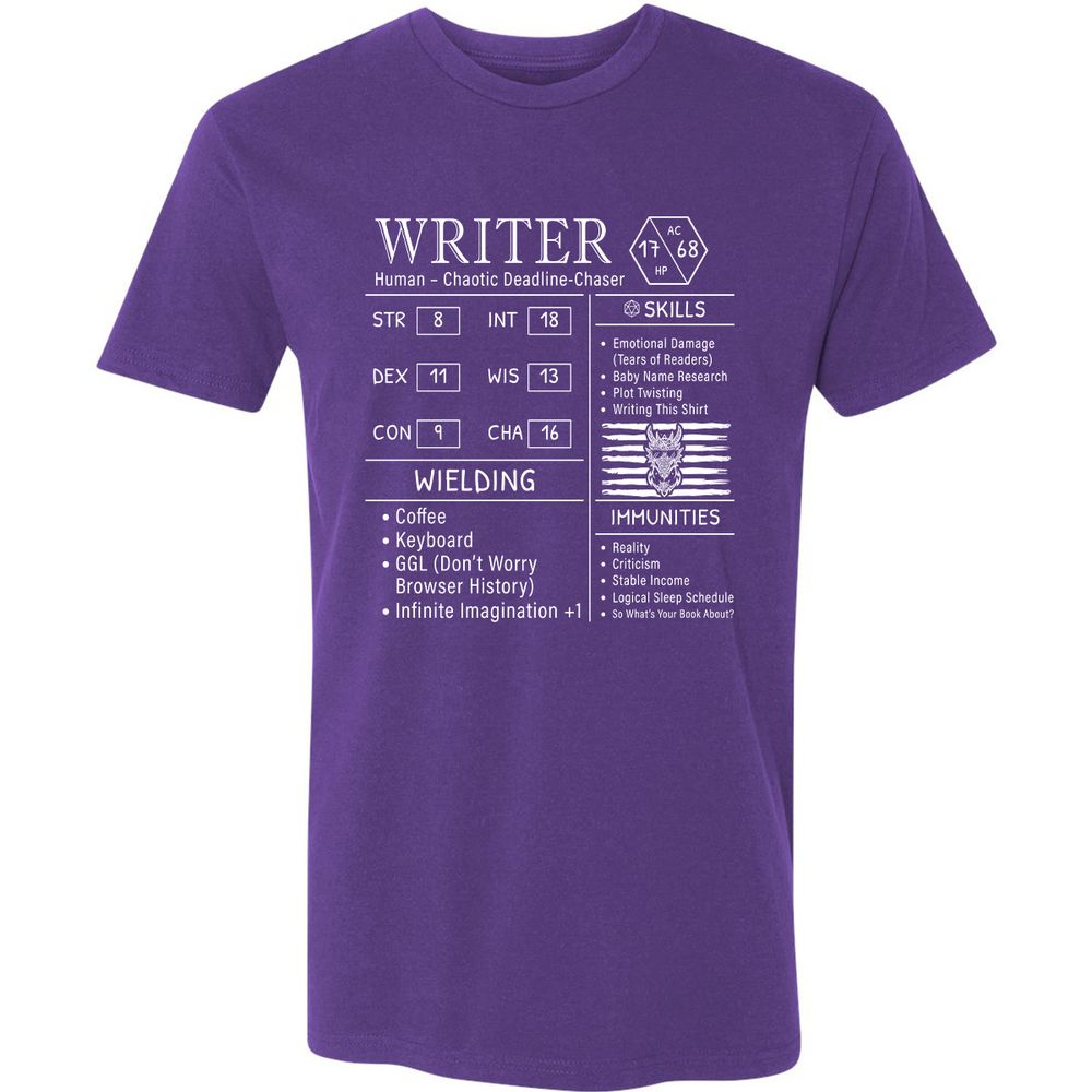 Writer Stats New Premium Unisex T-Shirt - Purple Rush - 7