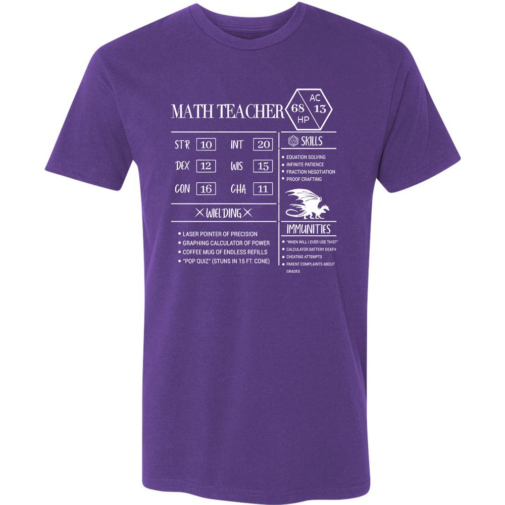 Math Teacher New Premium Unisex T-Shirt - Purple Rush - 7
