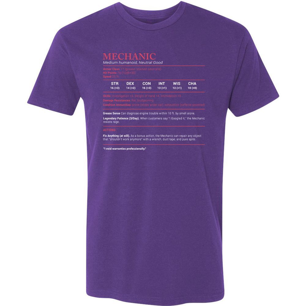 Mechanic Stats Premium Unisex T-Shirt - Purple Rush - 7