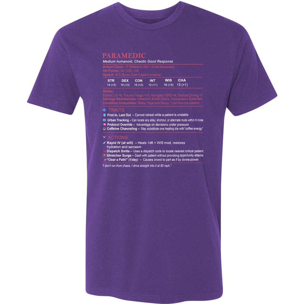 Paramedic Stats Premium Unisex T-Shirt - Purple Rush - 7