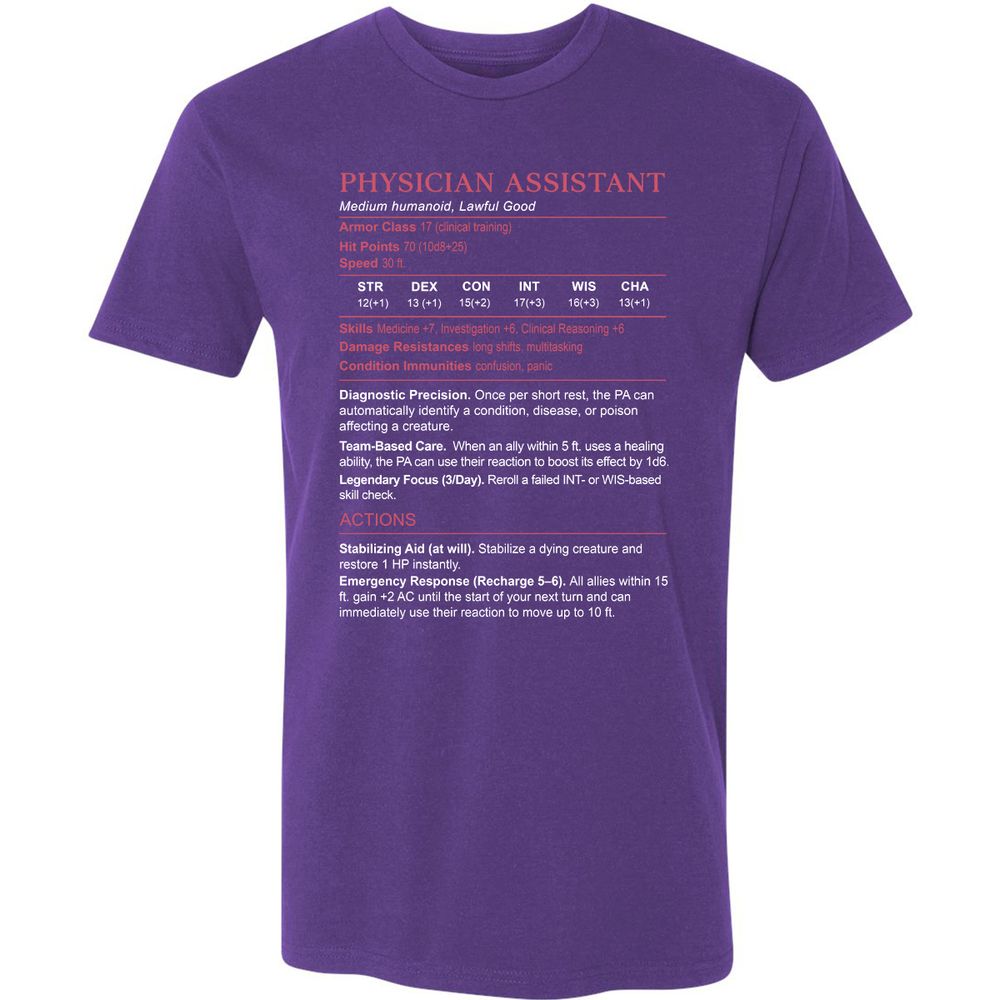 PHYSICIAN ASSISTANT Stats Premium Unisex T-Shirt - Purple Rush - 7