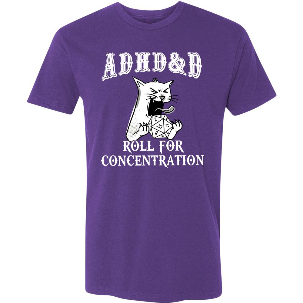 Cat ADHD&D Roll For Concentration Premium Unisex T-Shirt - Purple Rush - 7