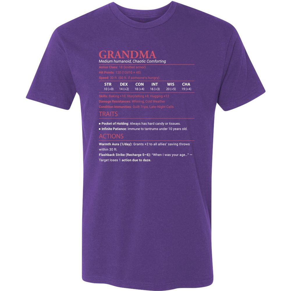Grandma Stats Premium Unisex T-Shirt - Purple Rush - 7