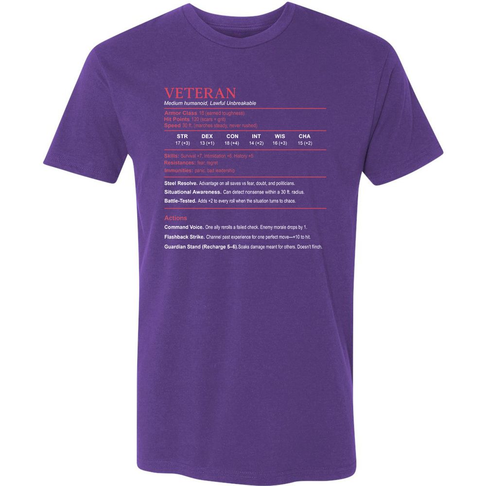 Veteran Stats Premium Unisex T-Shirt - Purple Rush - 7