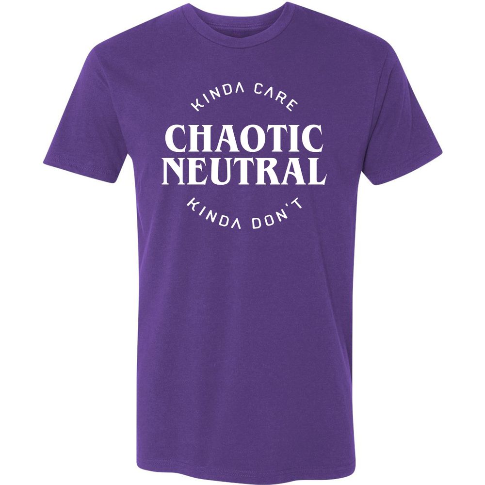 Chaotic Neutral Alignment Kinda Care Kinda Don't Premium Unisex T-Shirt - Purple Rush - 7