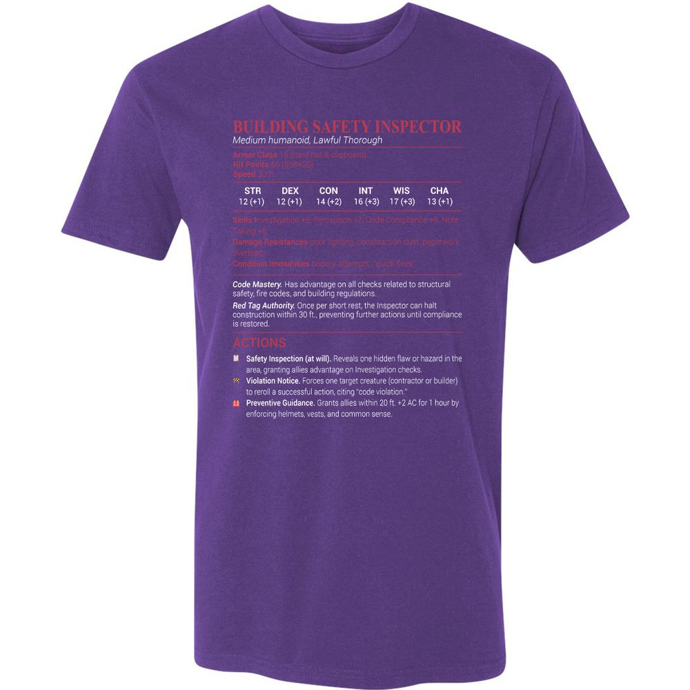 Building Safety Inspector Premium Unisex T-Shirt - Purple Rush - 7