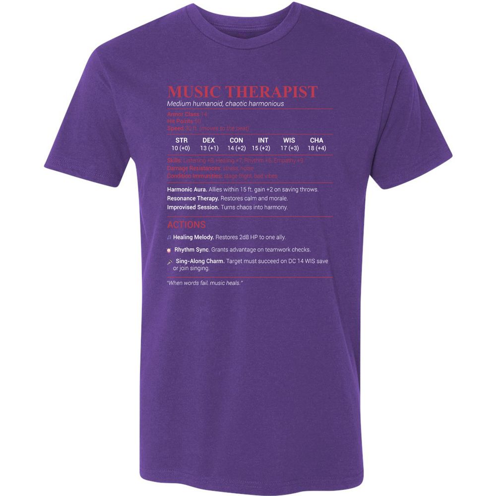 Music Therapist Premium Unisex T-Shirt - Purple Rush - 7