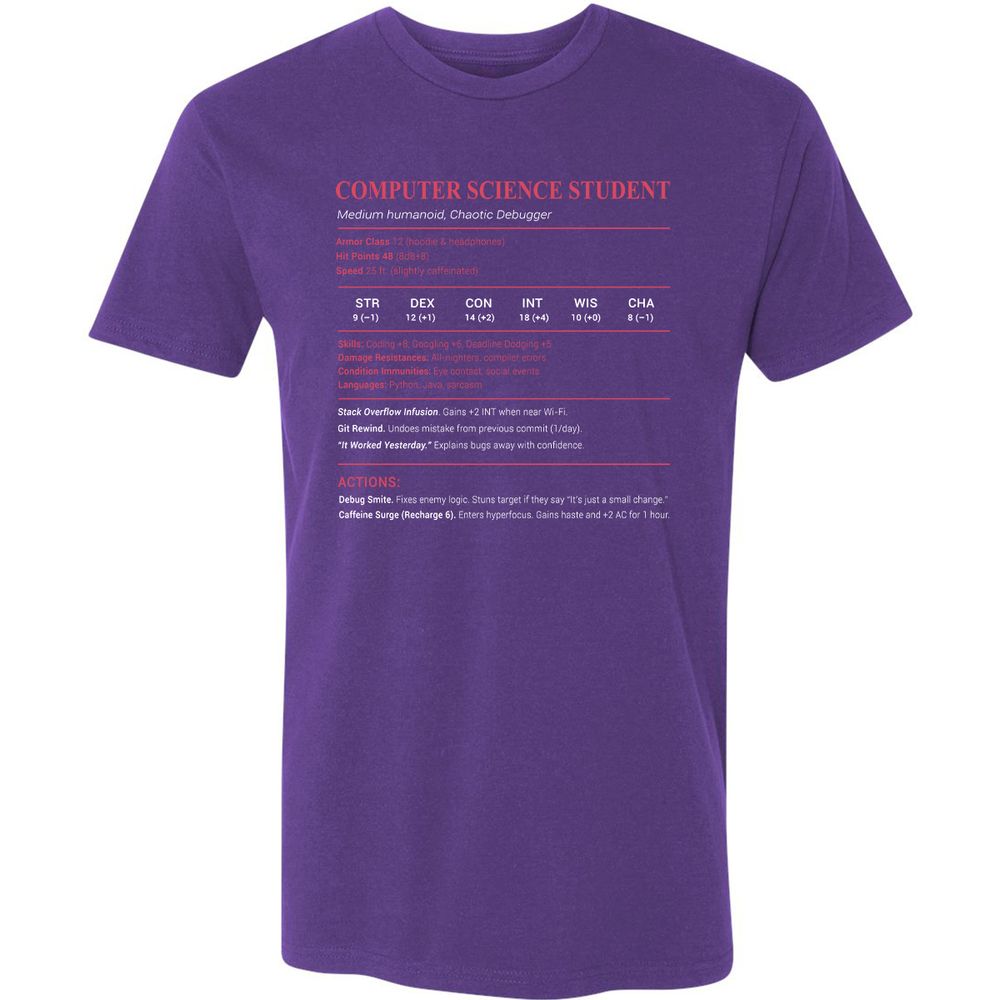 Computer Science Student Premium Unisex T-Shirt - Purple Rush - 7