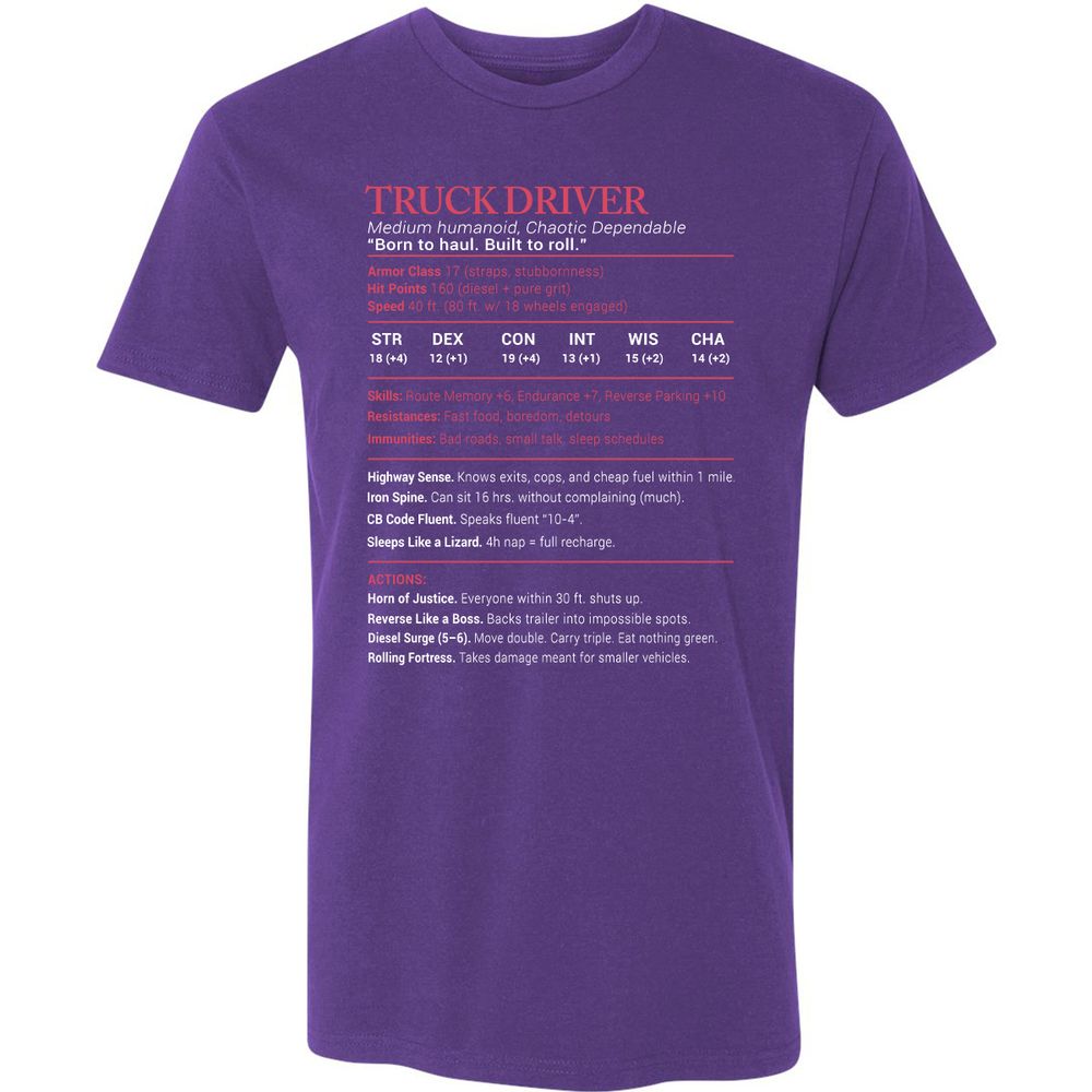 Truck Driver Stats Premium Unisex T-Shirt - Purple Rush - 7