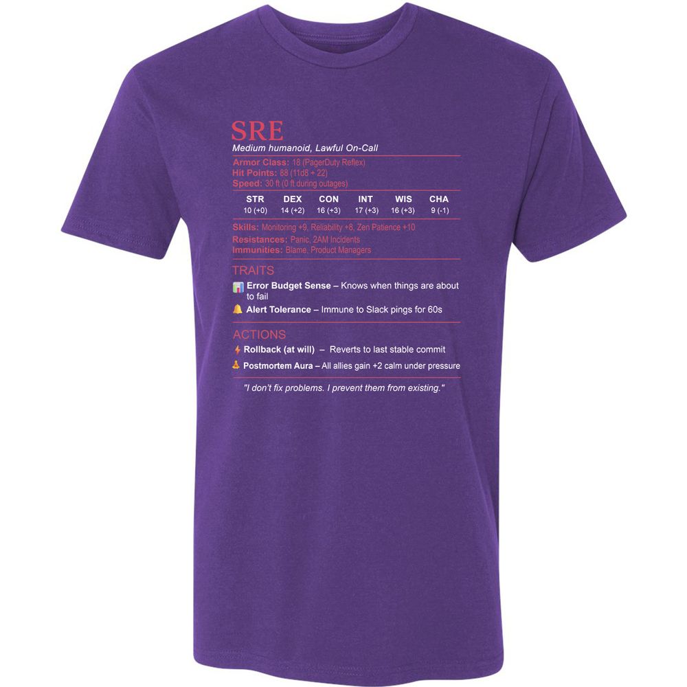 SRE Stats Premium Unisex T-Shirt - Purple Rush - 7
