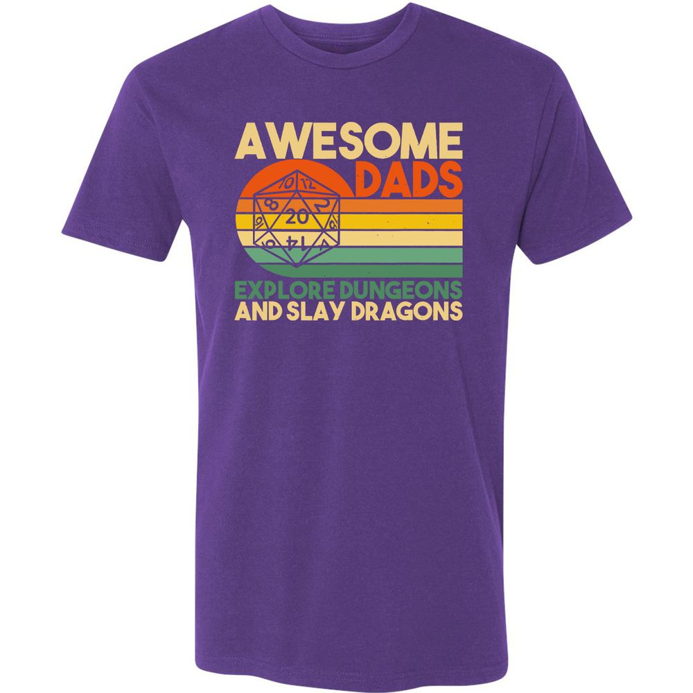 Awesome Dad Explore Dungeons Slay Dragons Premium Unisex T-Shirt - Purple Rush - 7