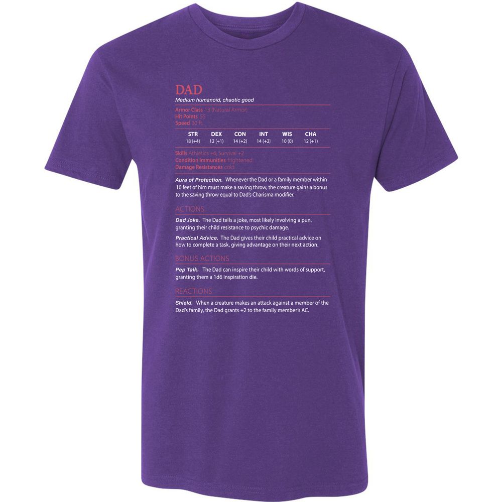Dad Stats Premium Unisex T-Shirt - Purple Rush - 7
