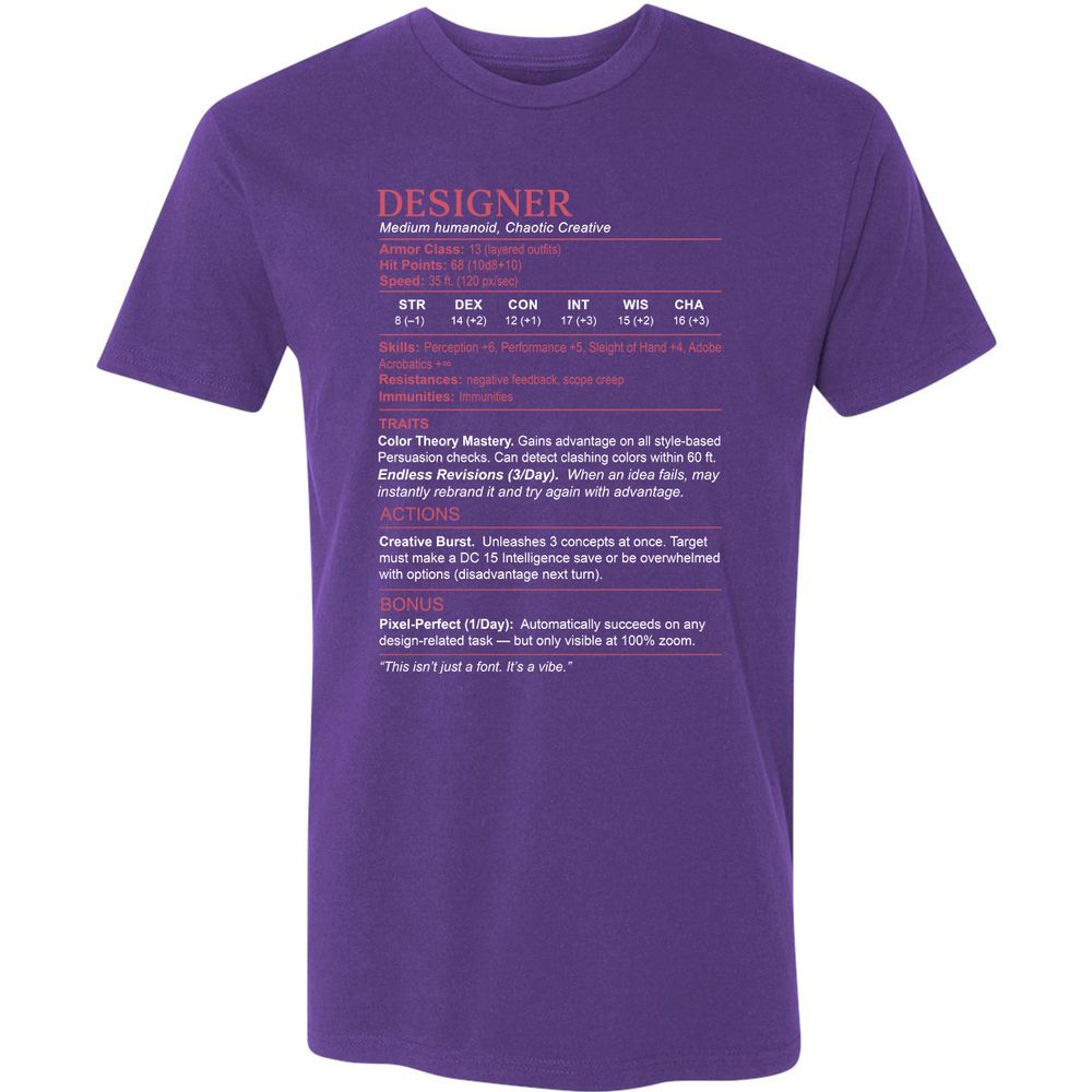 Designer Stats Premium Unisex T-Shirt - Purple Rush - 7