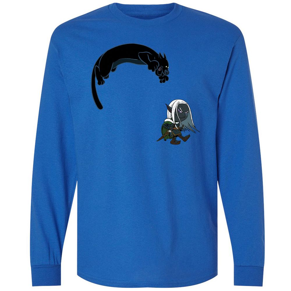 Drizzt and Guenhwyvar Long Sleeve T-Shirt - Royal - 7