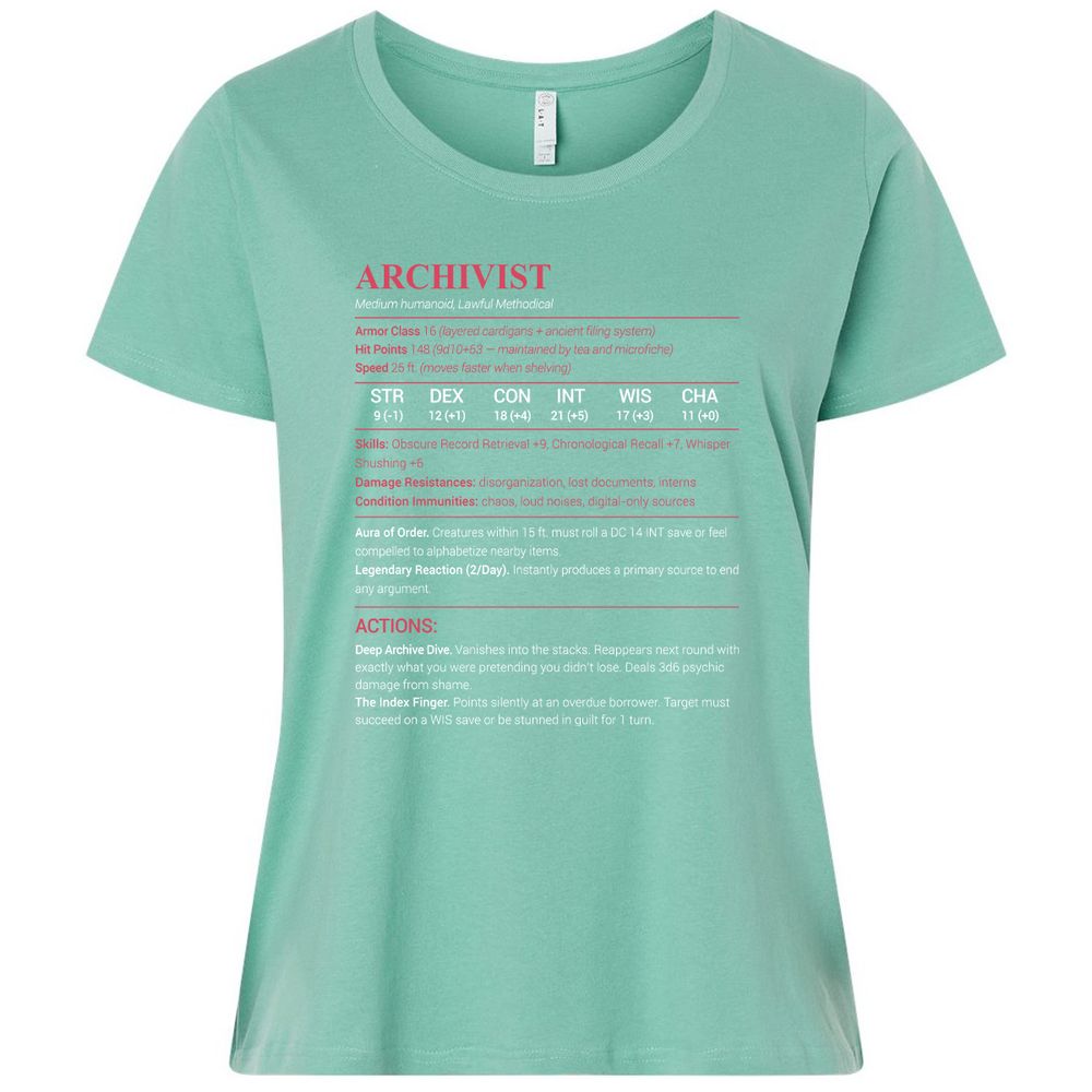 Archivist Stats Ladies Curvy Jersey - Saltwater - 7