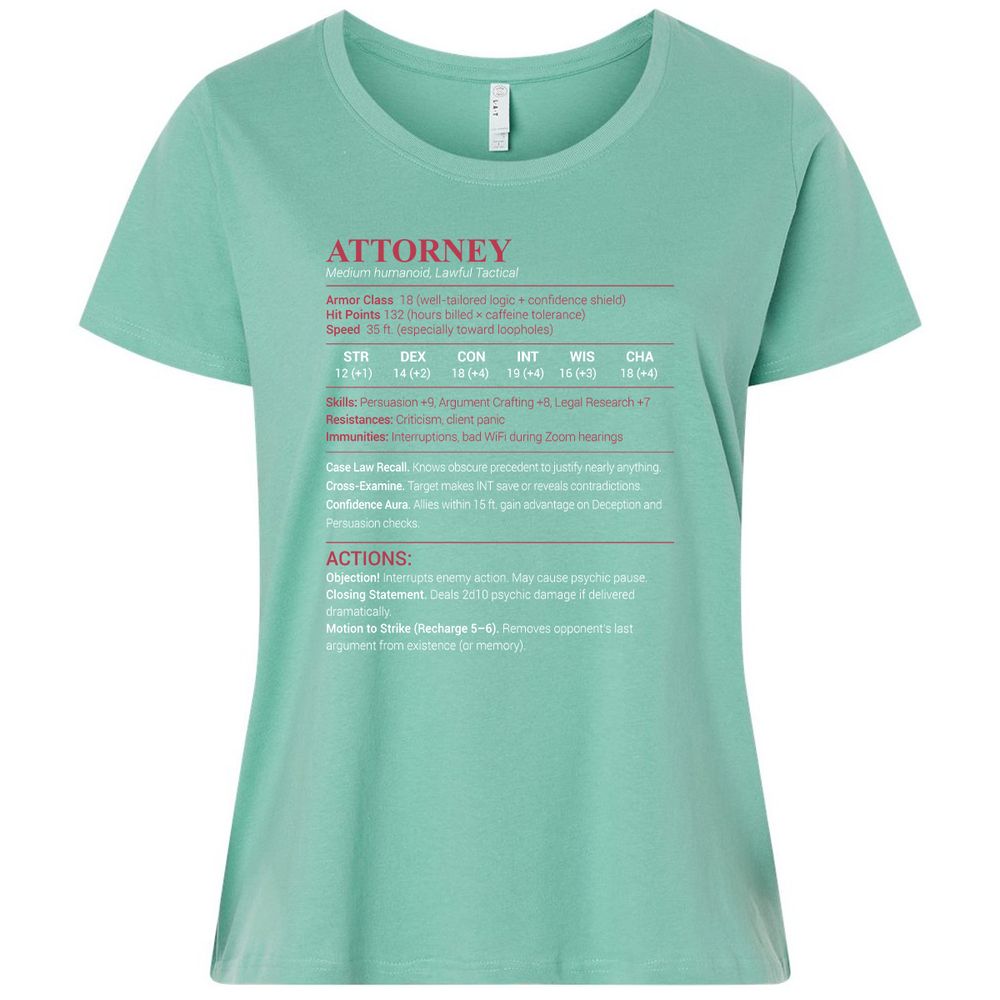 Attorney Stats Ladies Curvy Jersey - Saltwater - 7