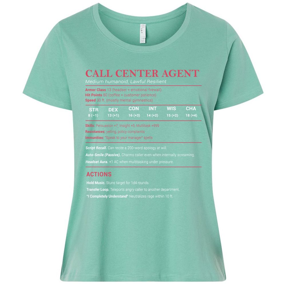 Call Center Agent Stats Ladies Curvy Jersey - Saltwater - 7