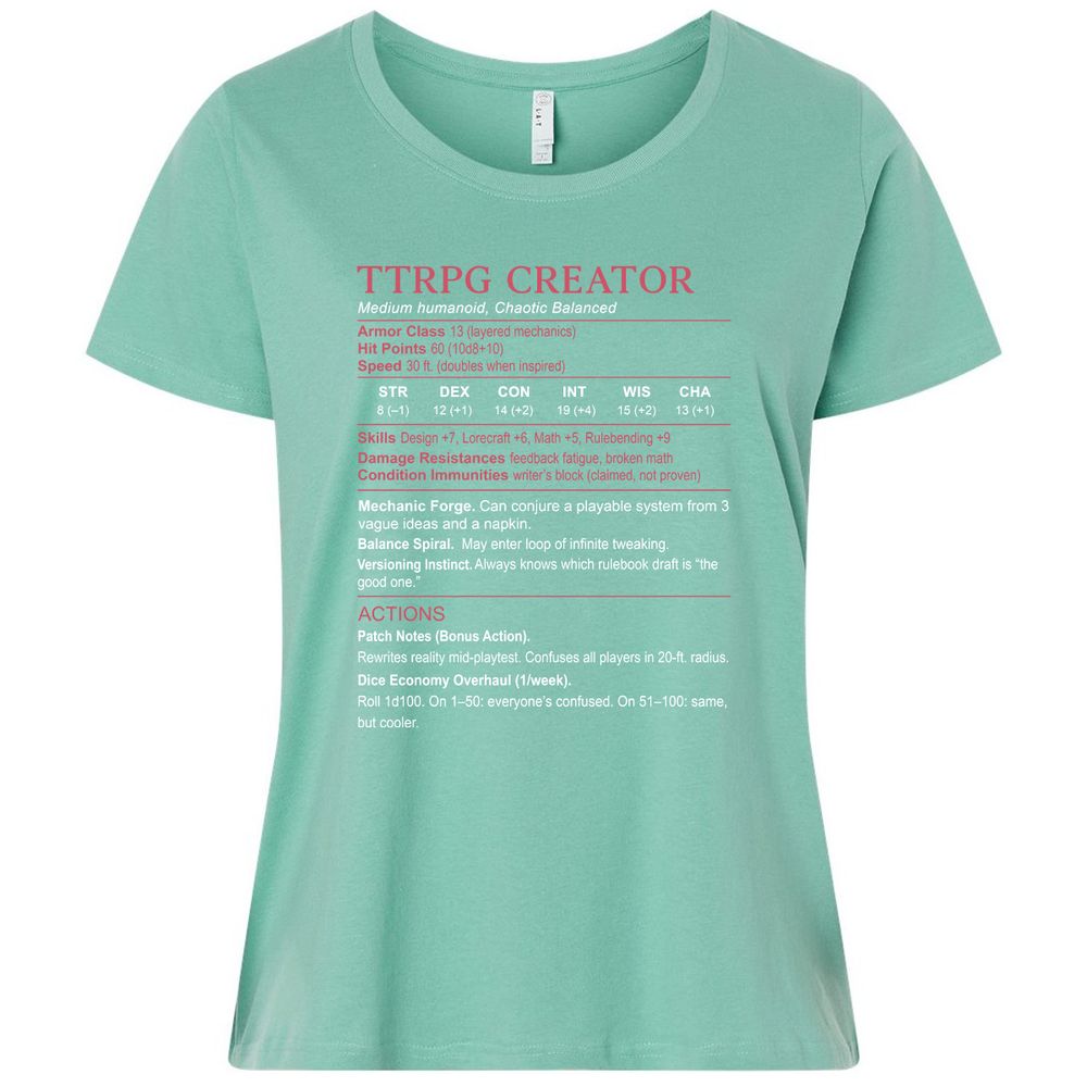 TTRPG Creator Stats Ladies Curvy Jersey - Saltwater - 7