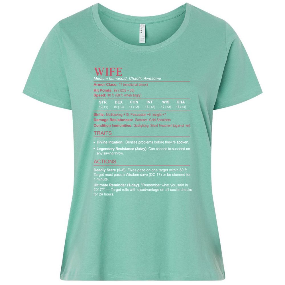 Wife Stats Ladies Curvy Jersey - Saltwater - 7