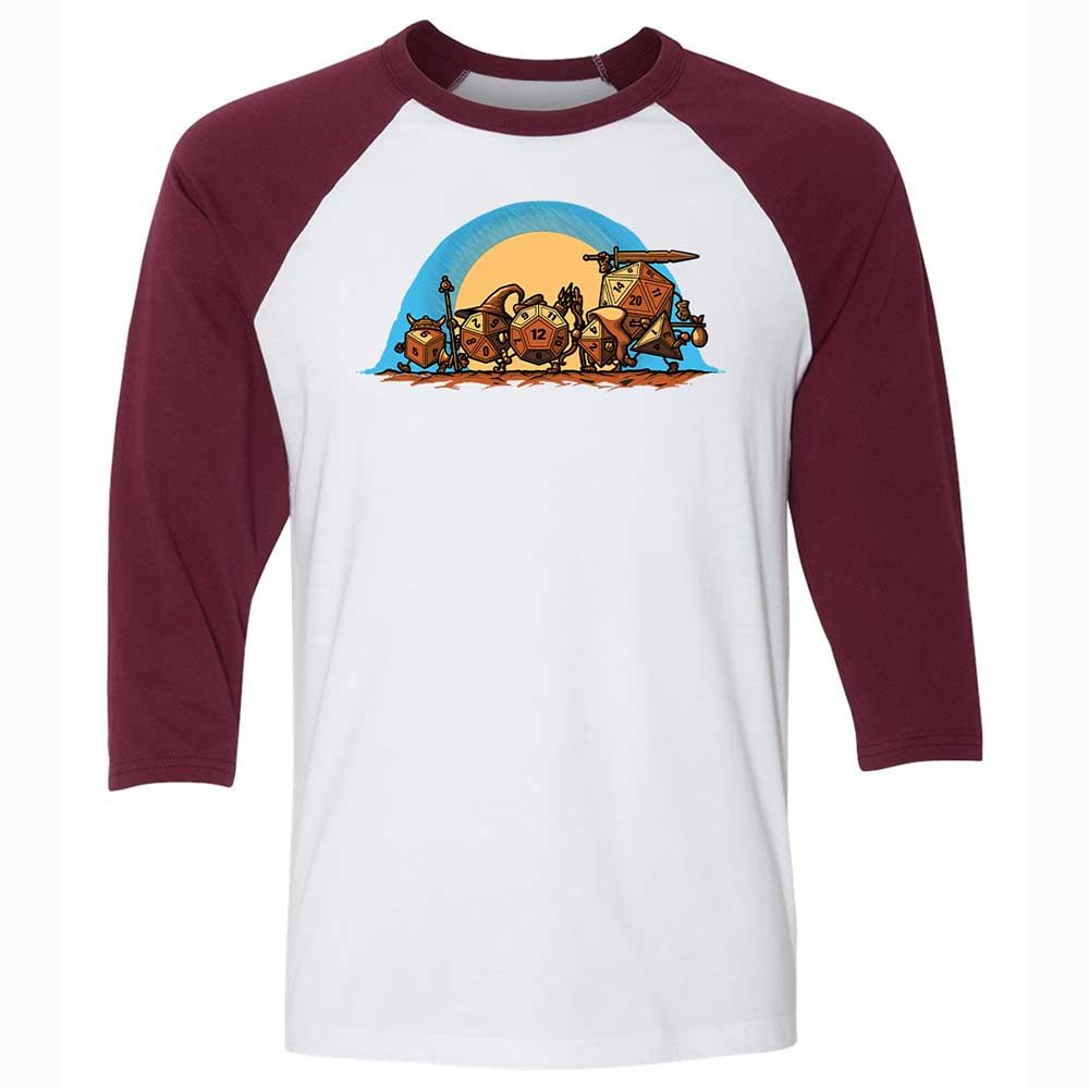 The Fellowship Of The Dice Unisex 3/4 Baseball Tee - White/Maroon - 7