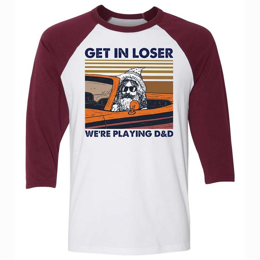 Get in Loser Unisex 3/4 Baseball Tee - White/Maroon - 7