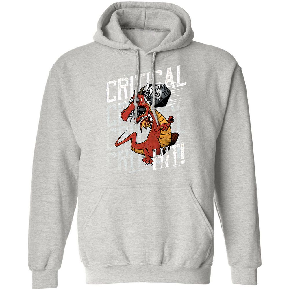 Funny Dragon Critical Hit Classic Unisex Hoodie - Ash - 8