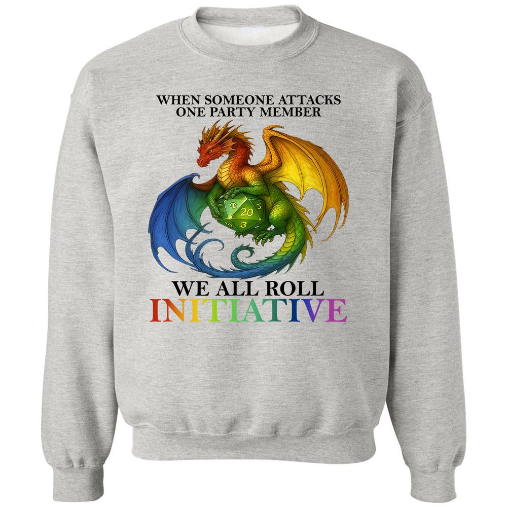 Dragon We All Roll For Initiative Classic Unisex Sweatshirt - Ash - 8