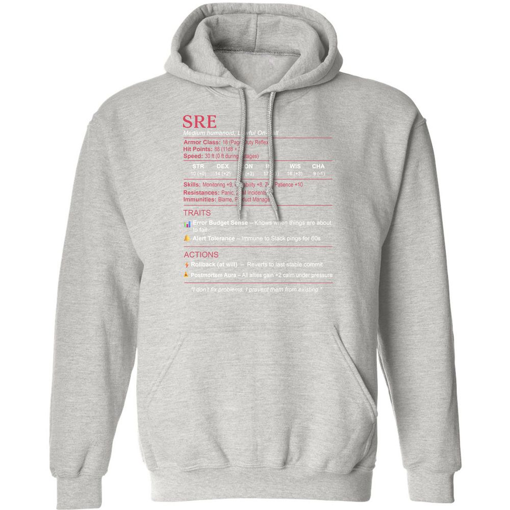 SRE Stats Classic Unisex Hoodie - Ash - 8