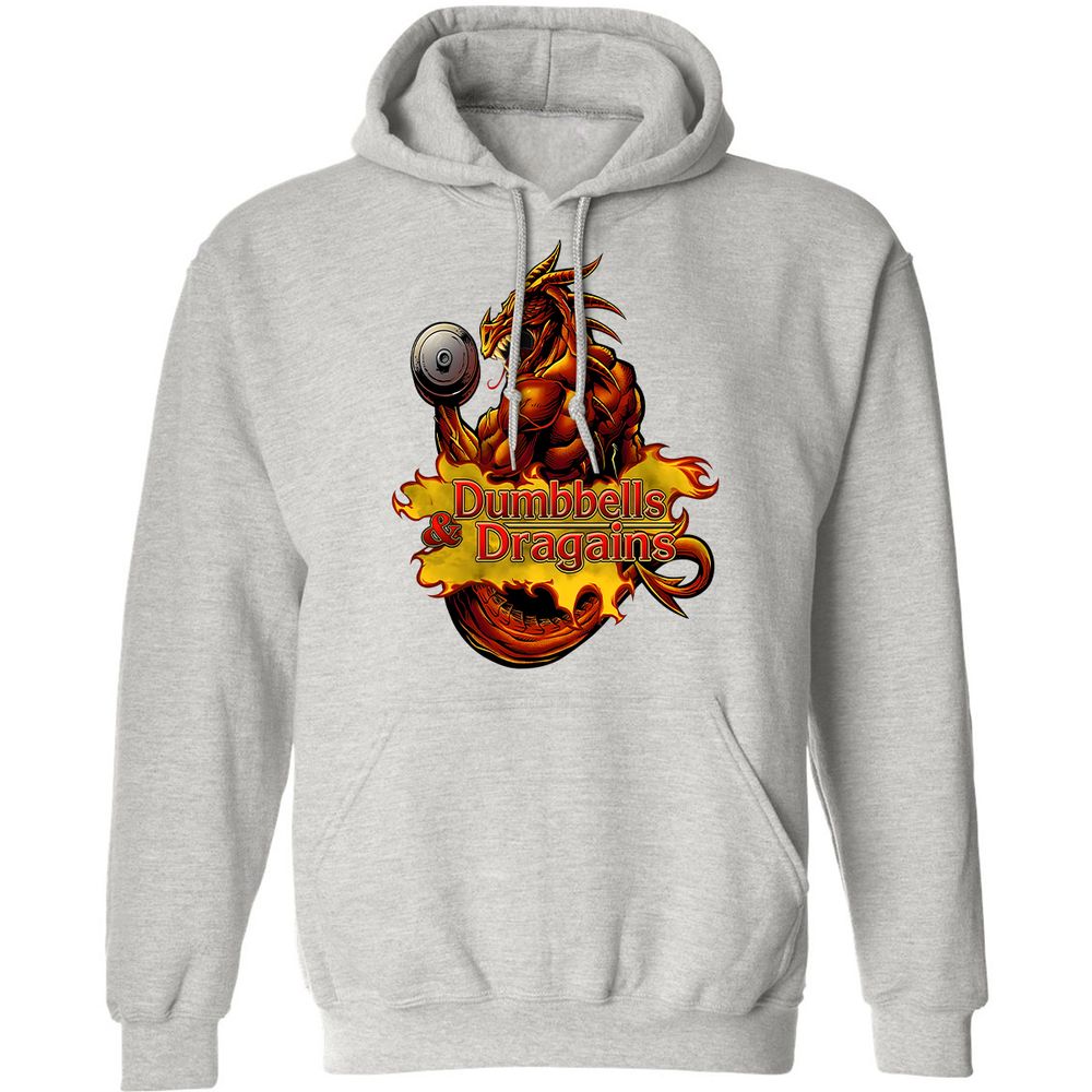 Dumbbells & Dragains Classic Unisex Hoodie - Ash - 8