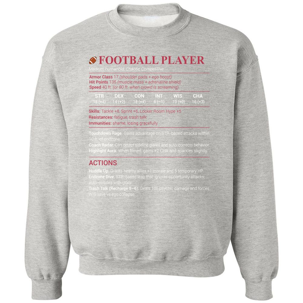 Football Player Classic Unisex Sweatshirt - Ash - 8