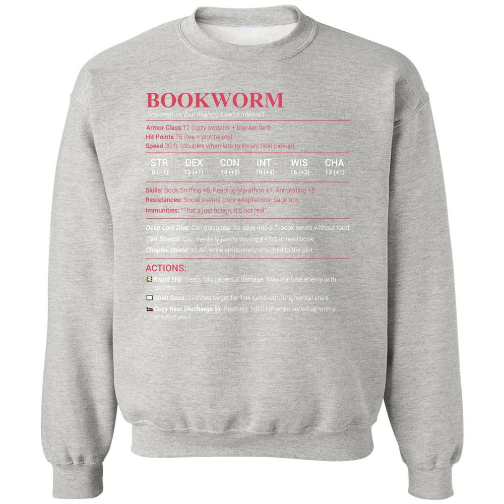 Bookworm Stats Classic Unisex Sweatshirt - Ash - 8
