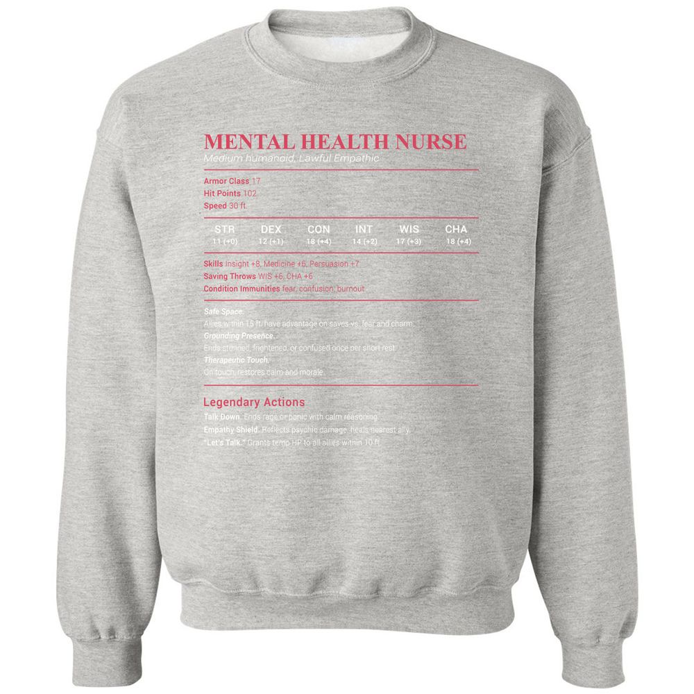 Mental Health Nurse Stats Classic Unisex Sweatshirt - Ash - 8