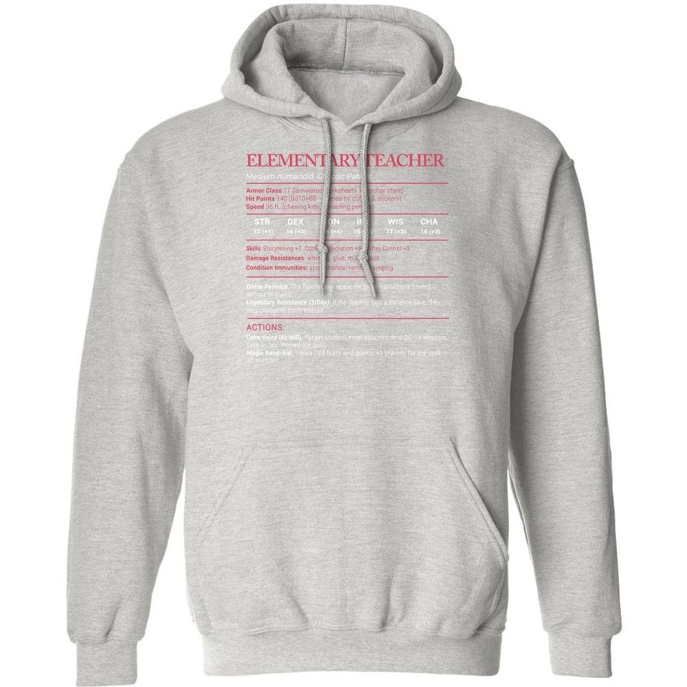 Elementary Teacher Stats Classic Unisex Hoodie - Ash - 8