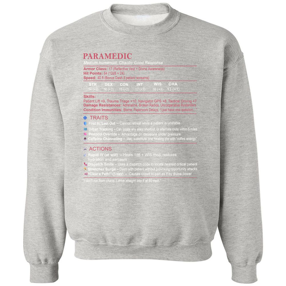 Paramedic Stats Classic Unisex Sweatshirt - Ash - 8