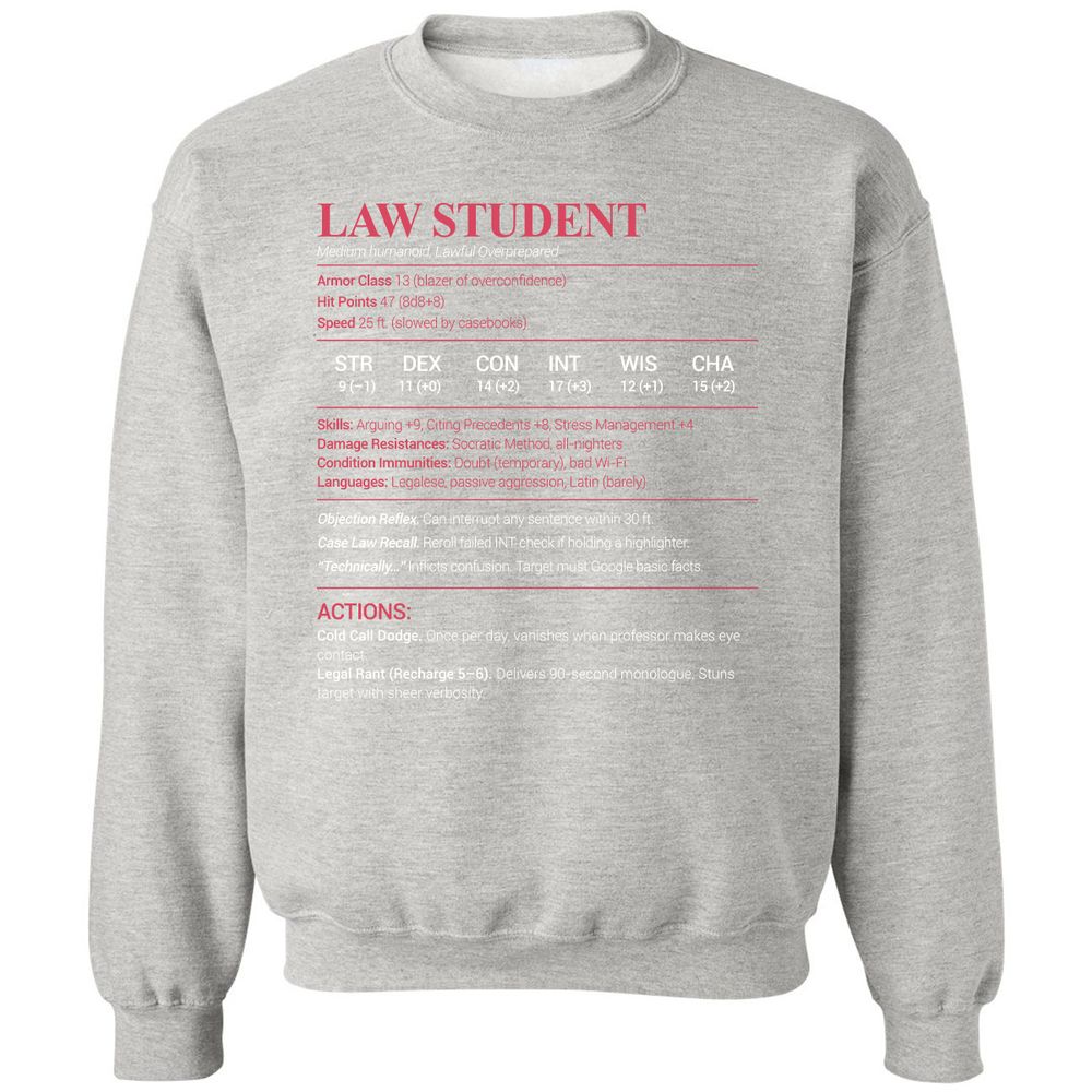 Law Student Classic Unisex Sweatshirt - Ash - 8