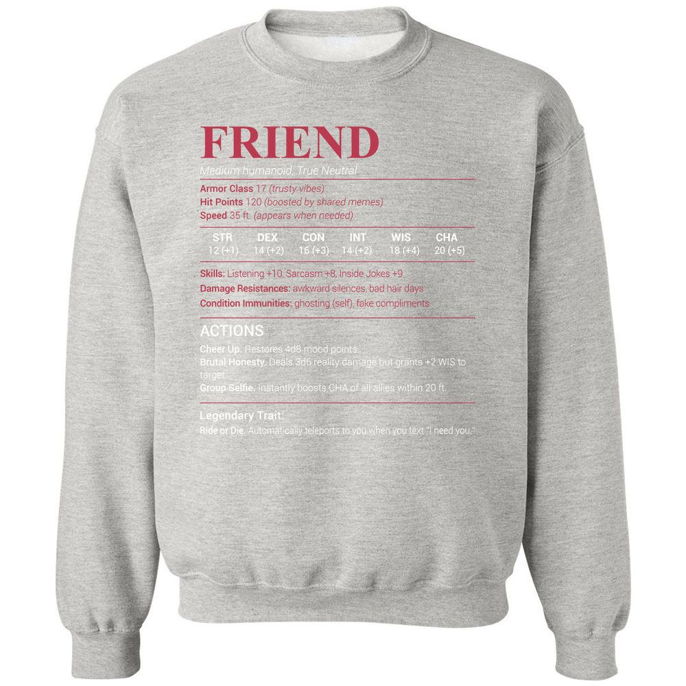 Friend Stats Classic Unisex Sweatshirt - Ash - 8