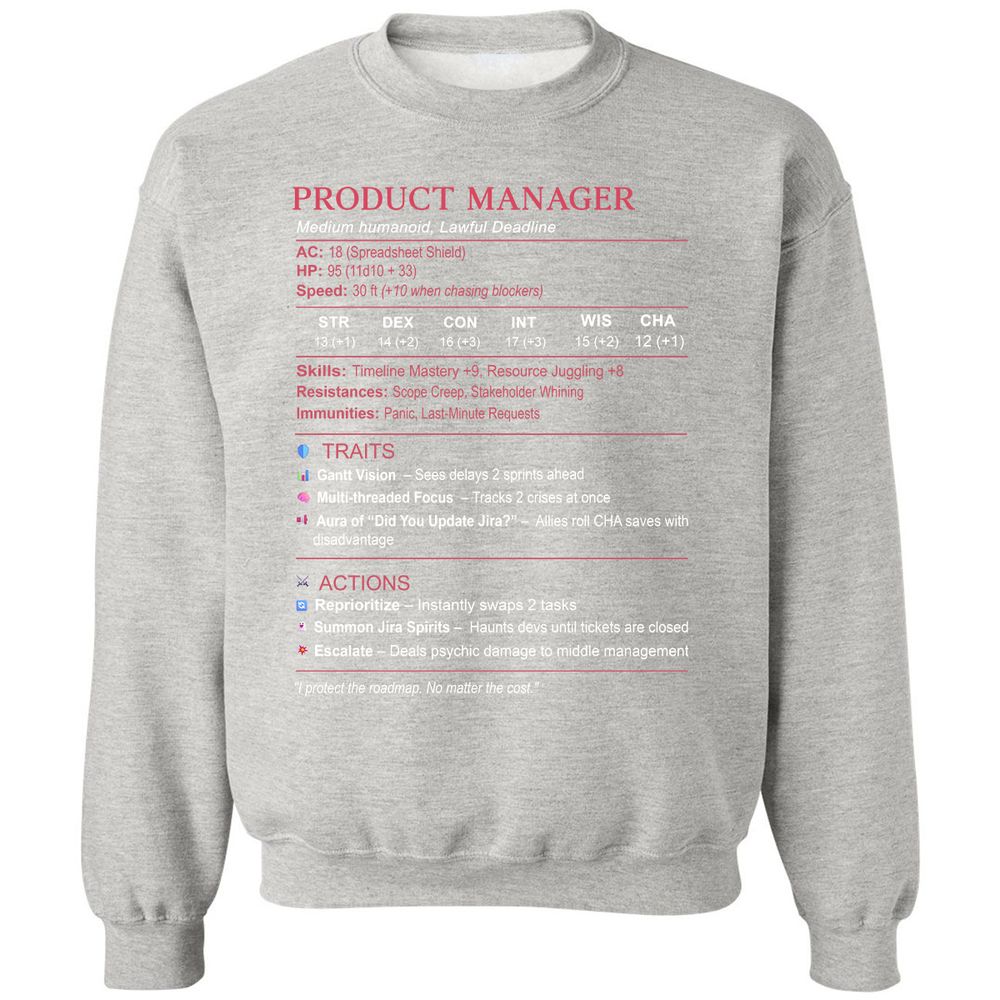 Product Manager Stats (PM) Classic Unisex Sweatshirt - Ash - 8