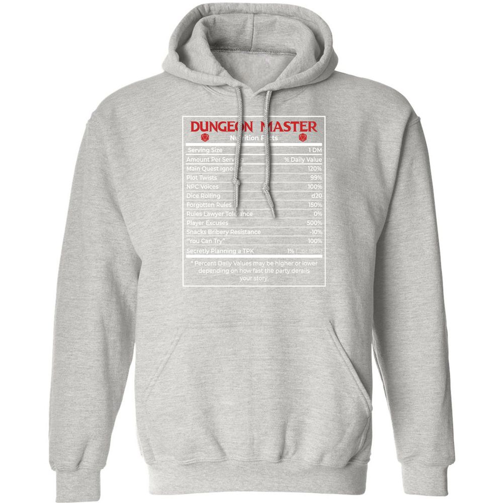 Dungeon Master Nutrition Facts Classic Unisex Hoodie - Ash - 8