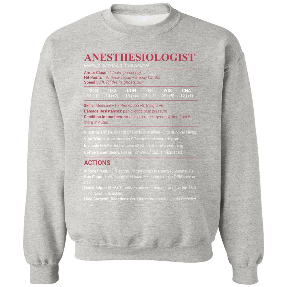 Anesthesiologist Stats Classic Unisex Sweatshirt - Ash - 8