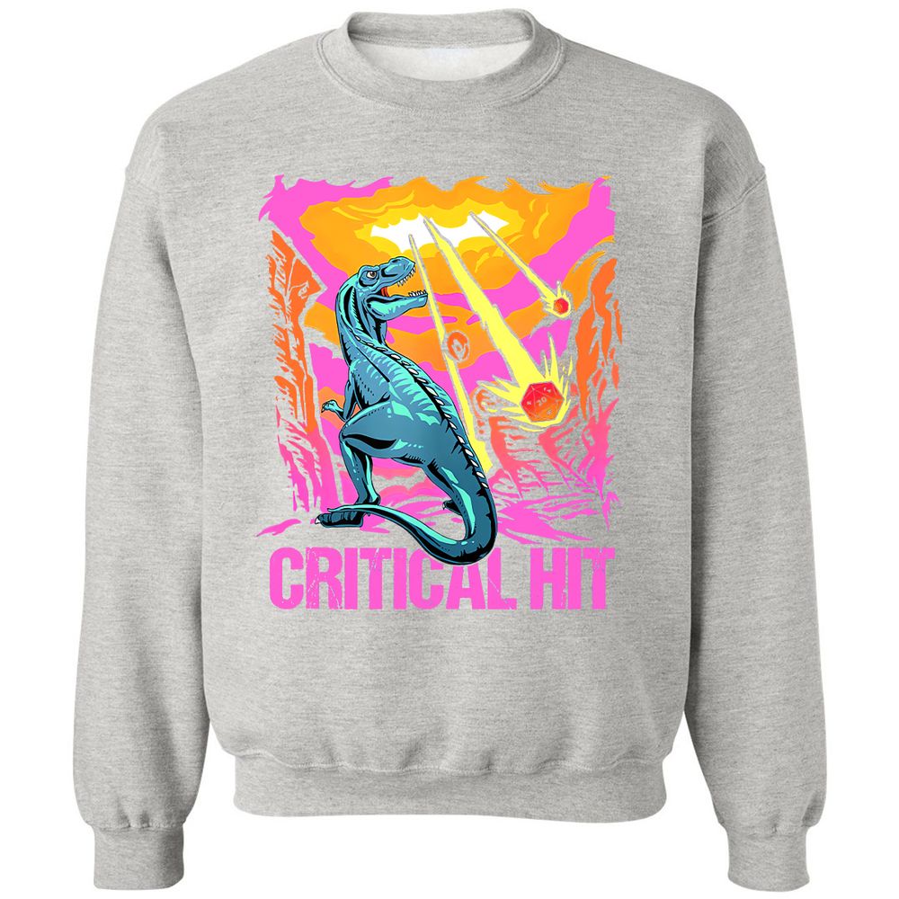 Dinosaur Critical Hit Classic Unisex Sweatshirt - Ash - 8