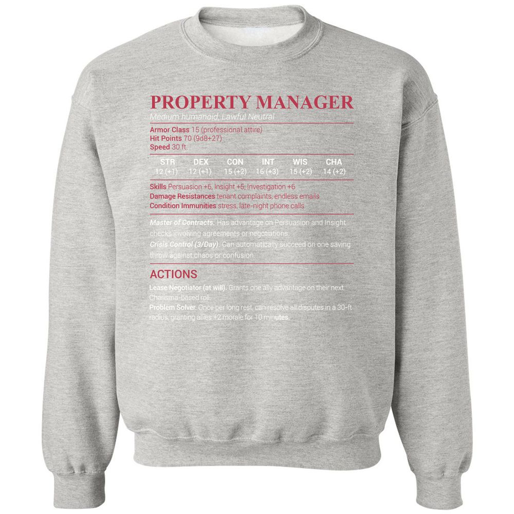 Property Manager Classic Unisex Sweatshirt - Ash - 8