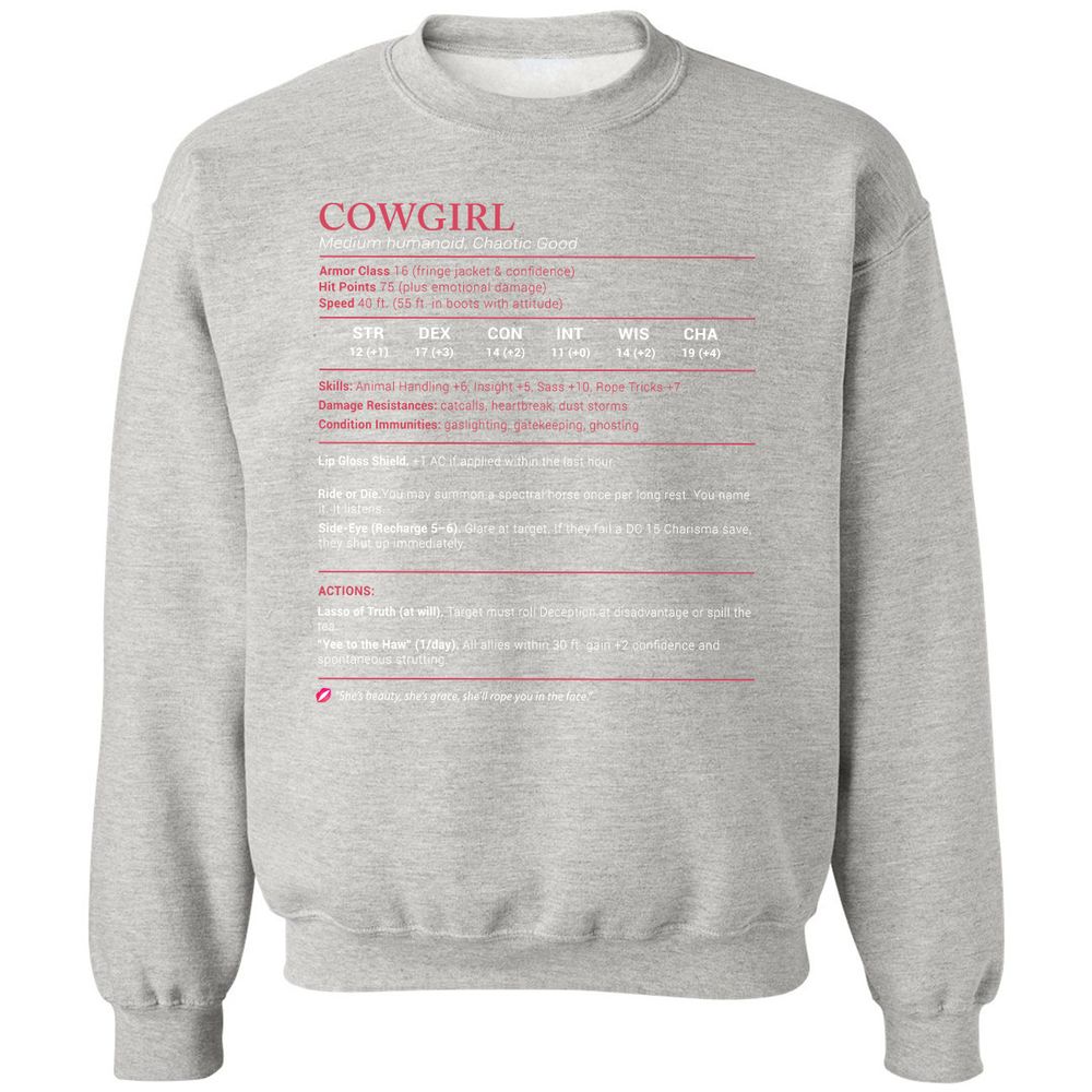 Cowgirl Stats Classic Unisex Sweatshirt - Ash - 8