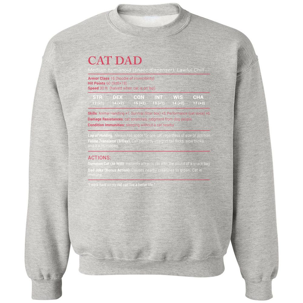Cat Dad Stats Classic Unisex Sweatshirt - Ash - 8