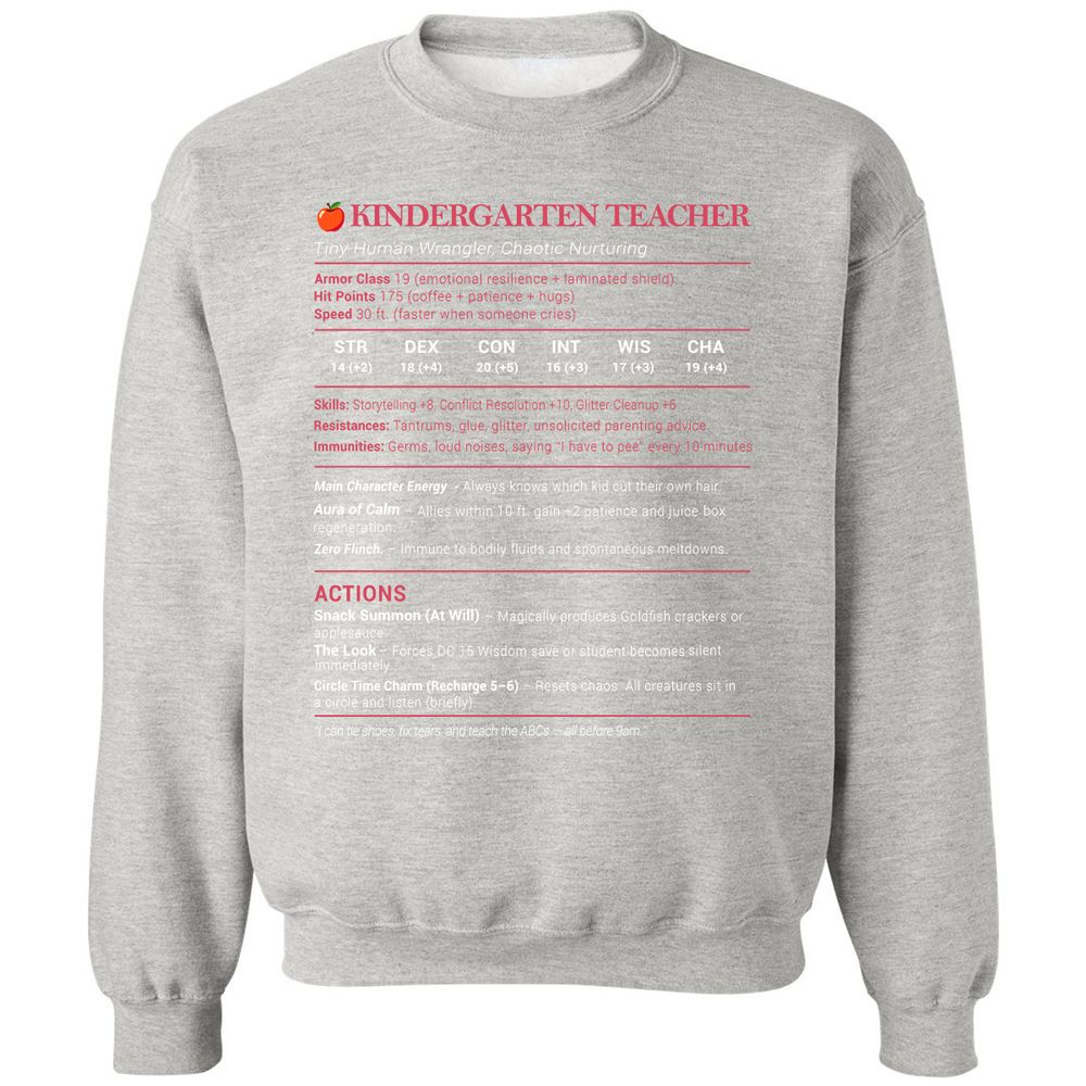 Kindergarten Teacher Stats Classic Unisex Sweatshirt - Ash - 8