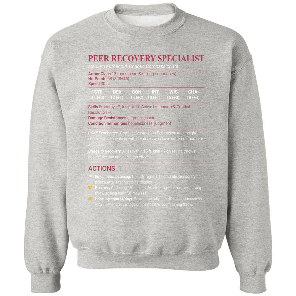 Peer Recovery Specialist Classic Unisex Sweatshirt - Ash - 8