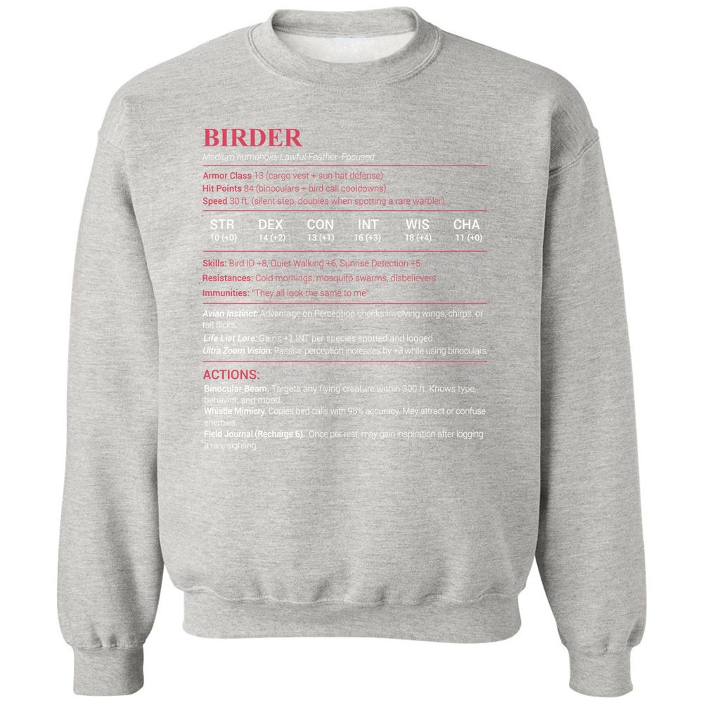 Birder Stats Classic Unisex Sweatshirt - Ash - 8