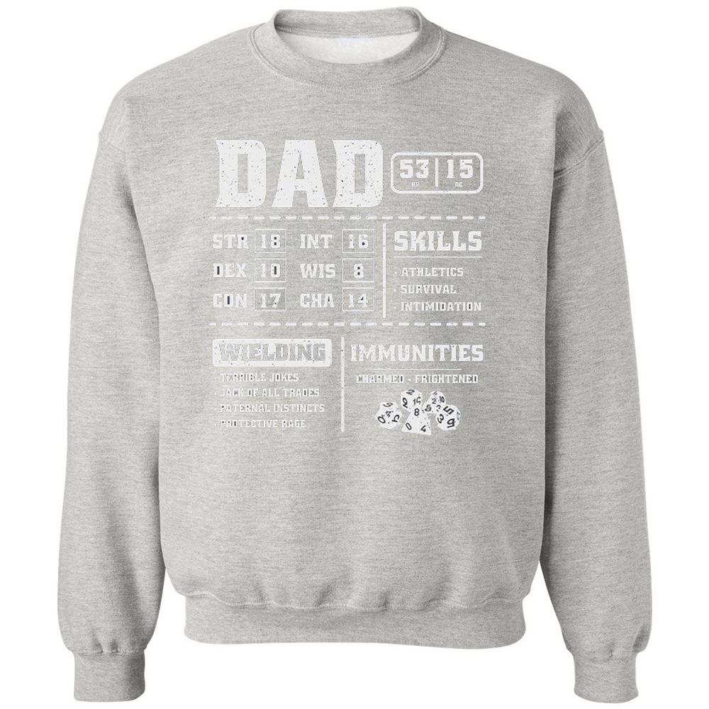 Dad Stat Block 2 Classic Unisex Sweatshirt - Ash - 8