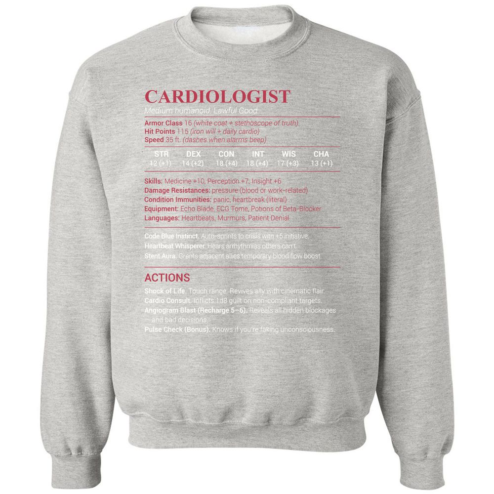Cardiologist Stats Classic Unisex Sweatshirt - Ash - 8