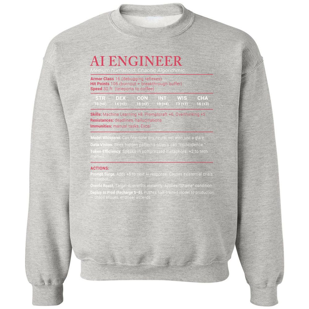AI Engineer Stats Classic Unisex Sweatshirt - Ash - 8