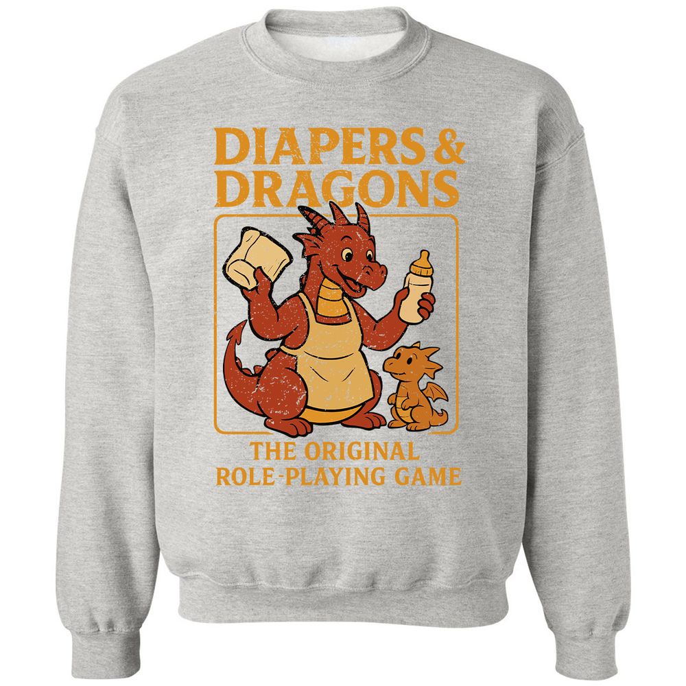 Diapers & Dragons Classic Unisex Sweatshirt - Ash - 8